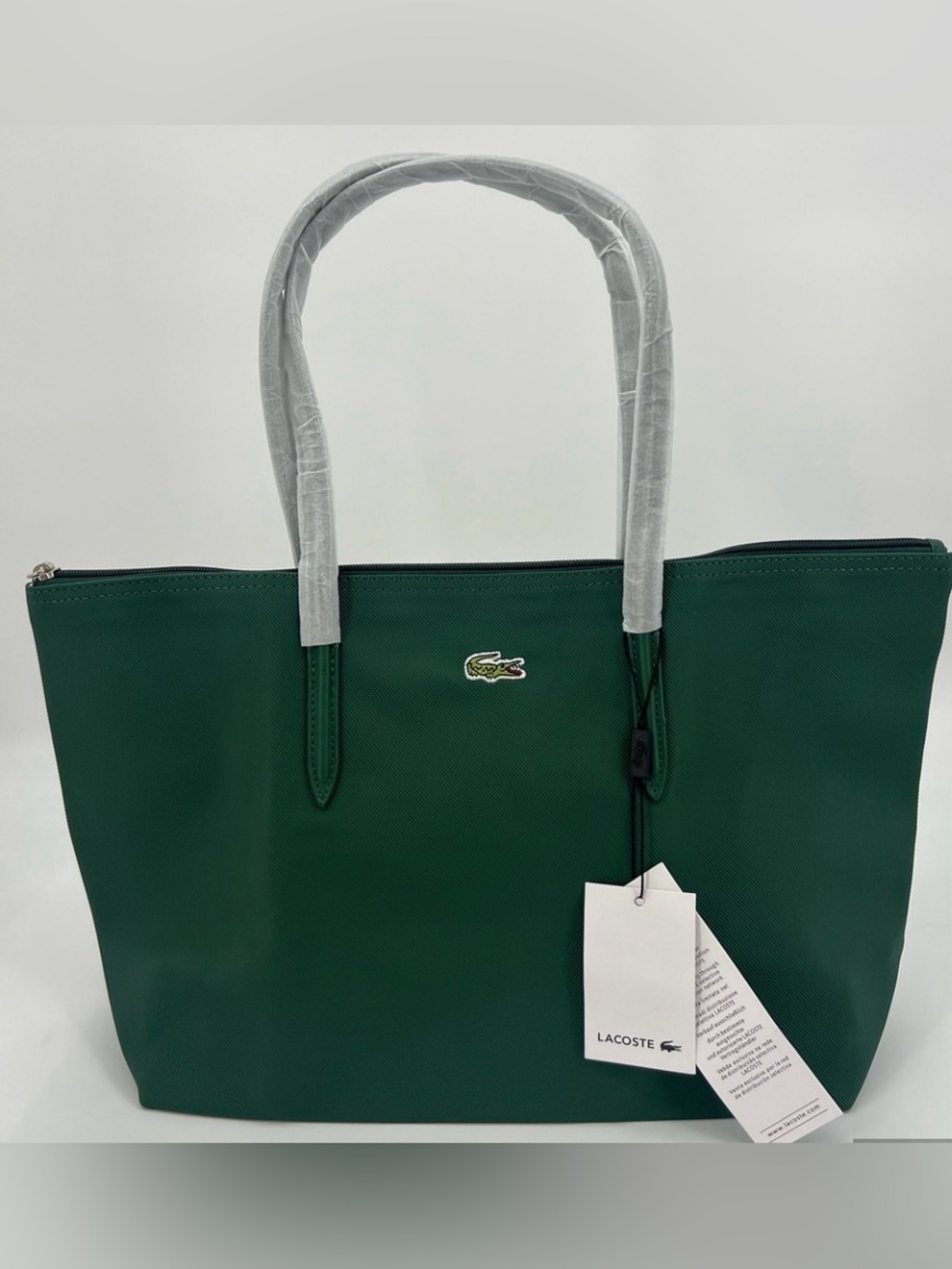 “Lacoste” Dark Green Women's Tote with Crocodile Logo